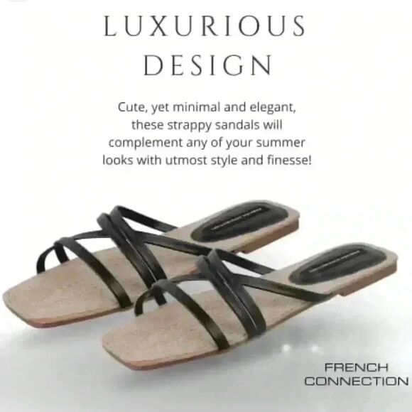 French connection leather slide sandals 7.5 elegant fancy minimalist capsule - Picture 2 of 5